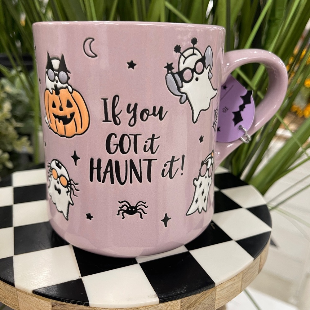 Halloween Ghosts If you got it, Haunt it Clementine Ceramic Coffee mug NWT